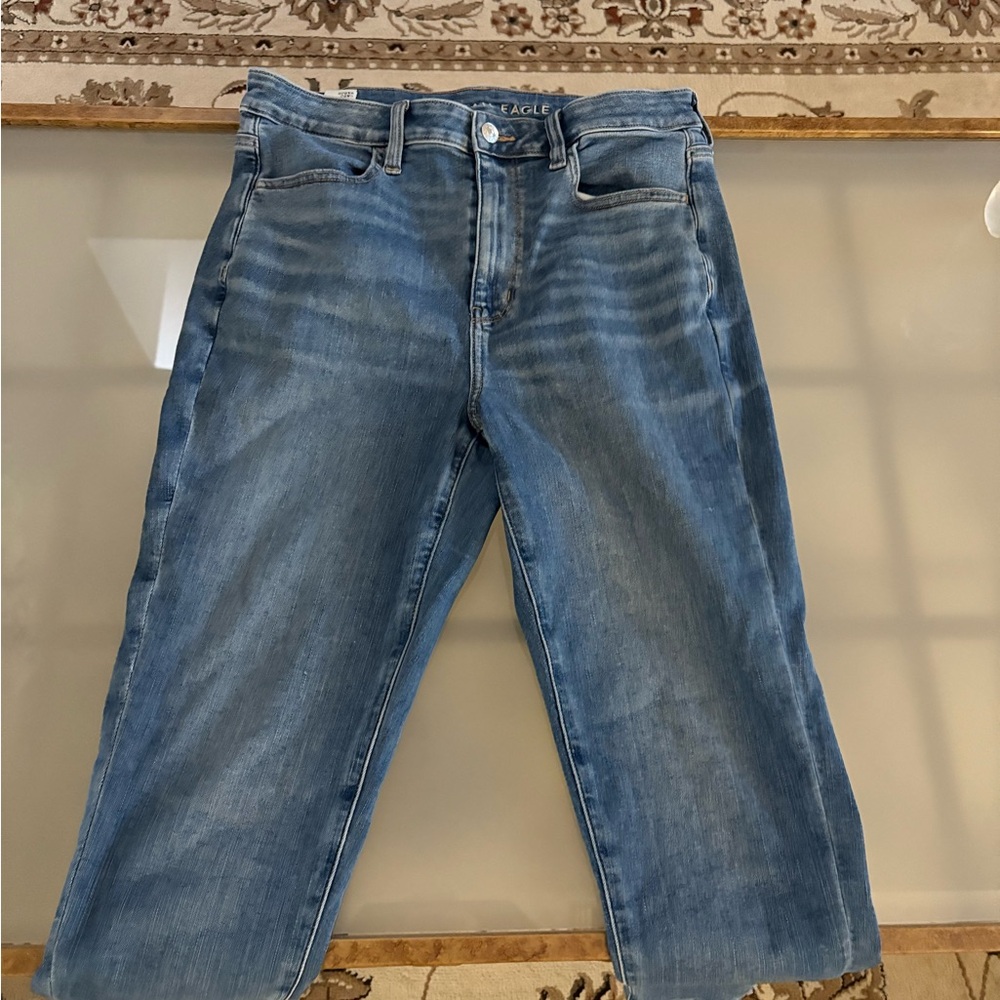 American Eagle Outfitters Women's Blue Straight Leg Jeans